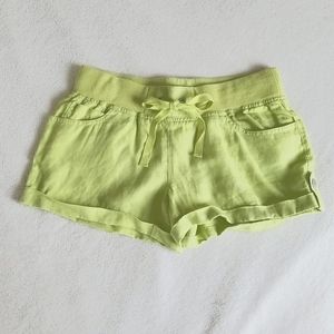 Victorias Secret London Jean Pistachio Lime Green Drawstring Cuffed Linen Shorts